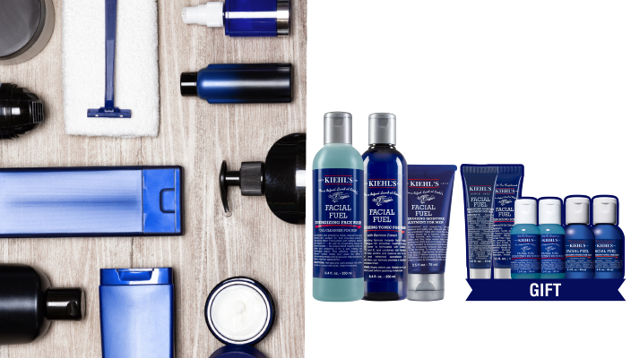  Kiehls 男士全效護理套裝説到男士護膚除了要有好的電鬚刨，護膚用品也十分重要。Kiehl’s 的護膚產品選用自然不刺激成分，以溫和配方改善肌膚問題。男士系列最暢銷的的全效護理套裝提供潔